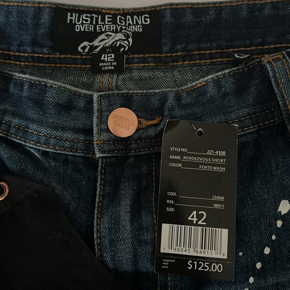 NWT Hustle Gang Over Everything Shorts Men’s Blue Rendezvous Denim Size: 42 - Picture 3 of 9